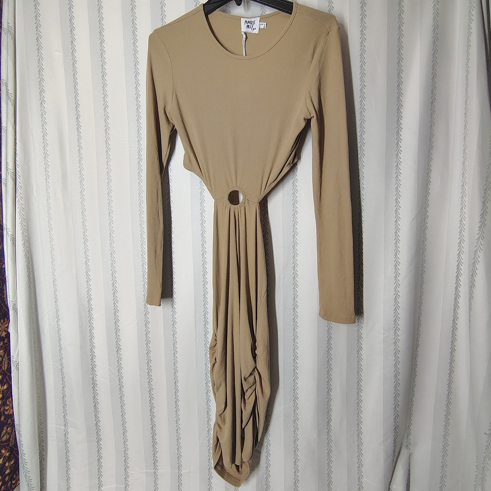 Princess Polly-Elegant Semi Backless, Cut out ,Tan Long Sleeve Dress US Size 10